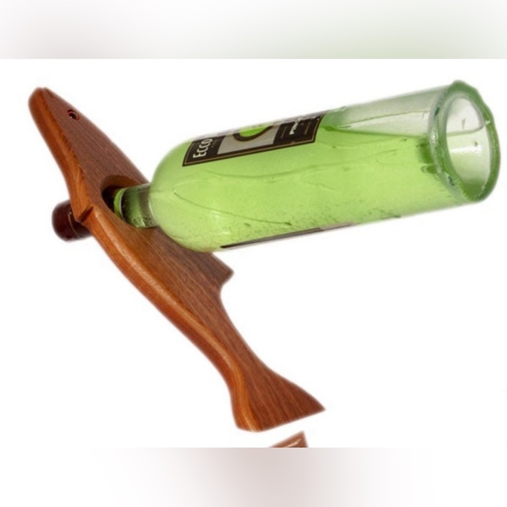 Antigravity Fish Wine Bottle Holder - Single Wine Bottle Holder -Wooden/Handmade